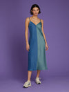 Marianne Midi Dress in Blue Colourblock