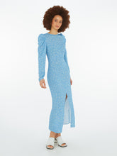 Load image into Gallery viewer, Marie Tea Dress in Blue Cheetah Print