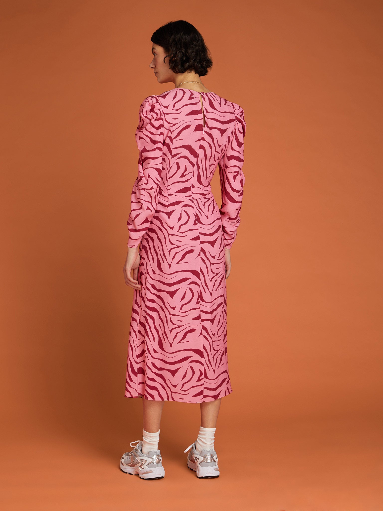 Marie Tea Dress in Pink Zebra Print | OMNES | Dresses