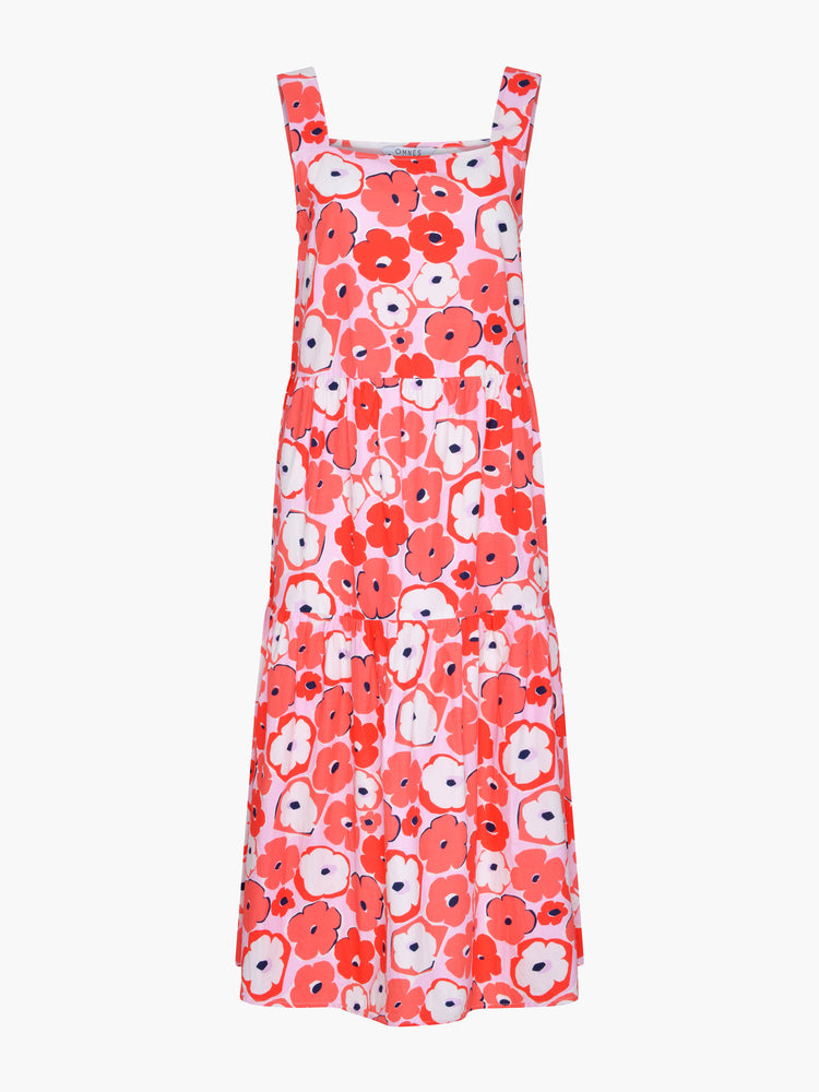 Tiered Midi Dress in Poppy Print