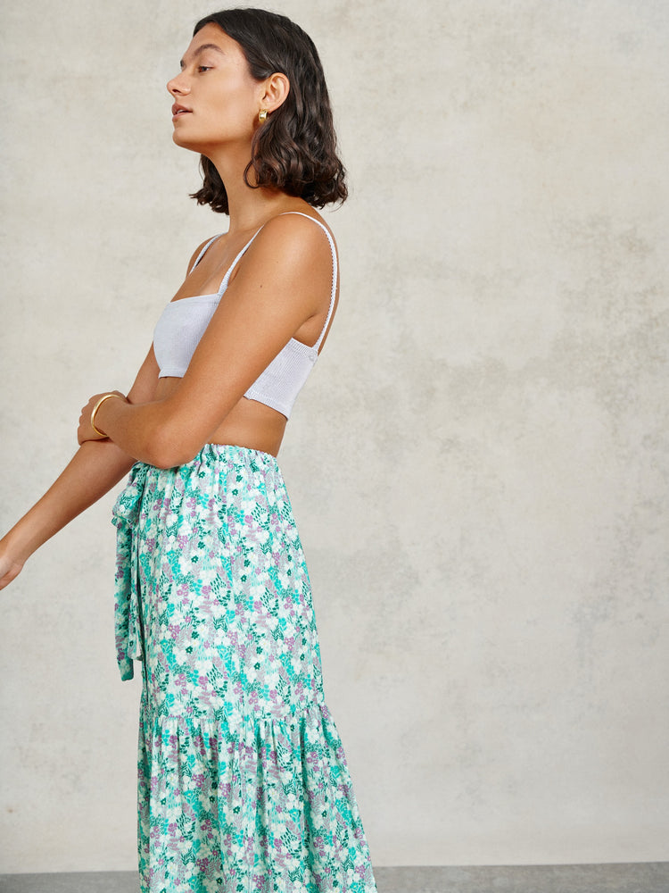 Mint Ditsy Floral Maxi Skirt