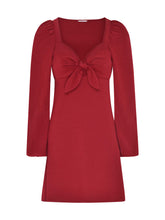 Load image into Gallery viewer, Oat Knot Mini Dress in Burgundy