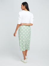 Load image into Gallery viewer, Aster Midi Skirt in Green Polka Dot