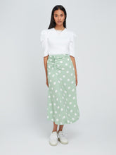 Load image into Gallery viewer, Aster Midi Skirt in Green Polka Dot