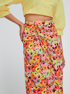Aster Midi Skirt in Painted Poppy