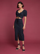 Load image into Gallery viewer, Huda Ruched Top in Dark Navy
