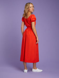 Camellia Midi Dress in Red