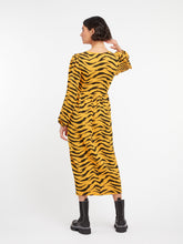 Load image into Gallery viewer, Crown Wrap Midi Dress in Tiger Print