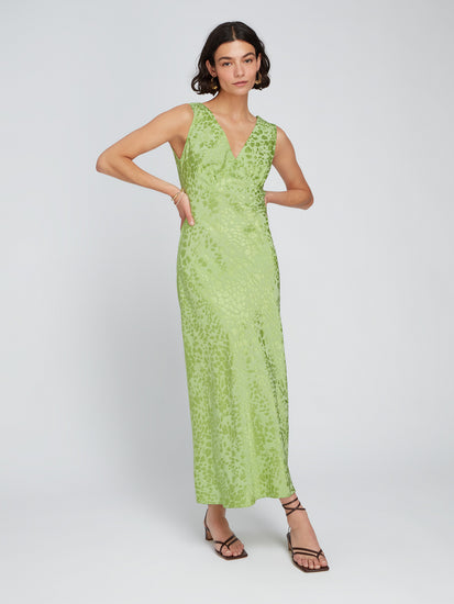 Iris Midi Dress in Pistachio Green
