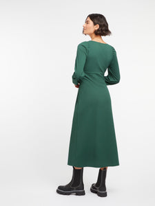 Golden Knot Midi Dress in Forest Green