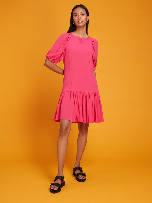 Blossom Mini Dress in Magenta Pink