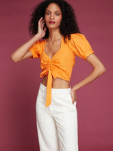 Load image into Gallery viewer, Huda Ruched Top in Orange