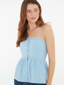 Remington Button Front Cami Top in Blue