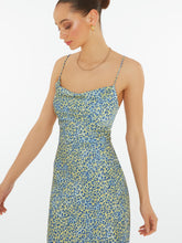 Load image into Gallery viewer, Riviera Midi Dress in Blue Leopard Print