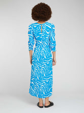 Load image into Gallery viewer, Marie Tea Dress in Blue Zebra Print