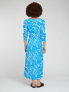 Marie Tea Dress in Blue Zebra Print