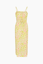 Load image into Gallery viewer, Ruched Cami Midi Dress in Lime Daisy