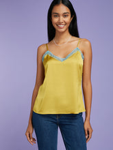 Load image into Gallery viewer, Yasmin Lace Top in Gold with Blue Trim