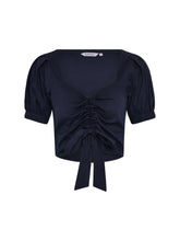 Load image into Gallery viewer, Huda Ruched Top in Dark Navy