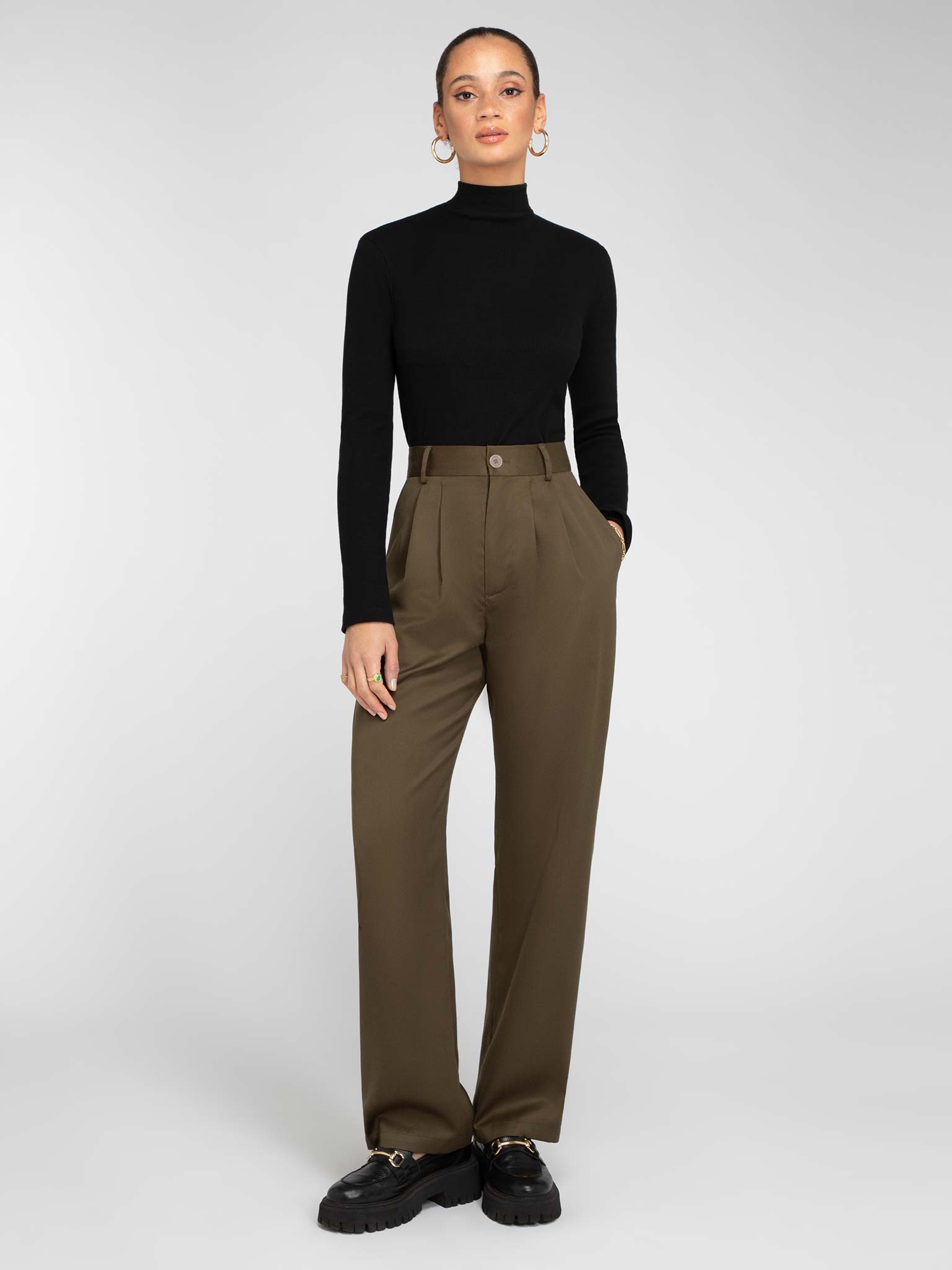 North Mock Neck Top in Black | OMNES | Tops | Sustainable