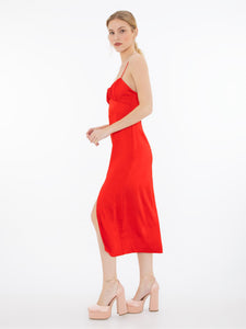 Storm Slip Midi Dress in Red